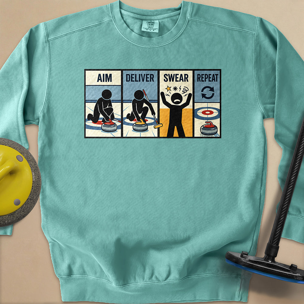 Aim Deliver Swear Repeat Unisex Garment-Dyed Sweatshirt