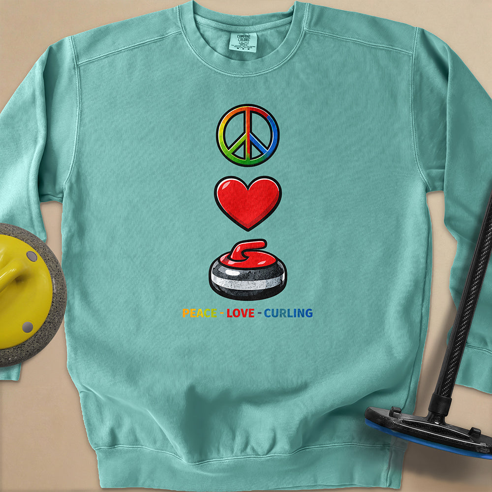 Peace Love Curling Unisex Garment-Dyed Sweatshirt