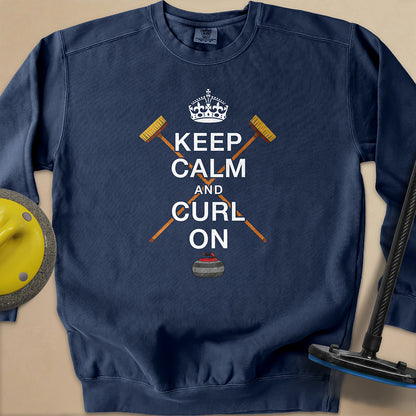 Keep Calm and Curl On Unisex Garment-Dyed Sweatshirt