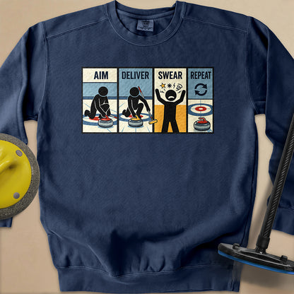 Aim Deliver Swear Repeat Unisex Garment-Dyed Sweatshirt