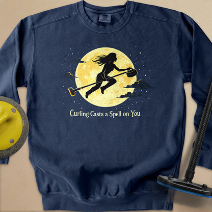 Curling Casts a Spell Unisex Garment-Dyed Sweatshirt