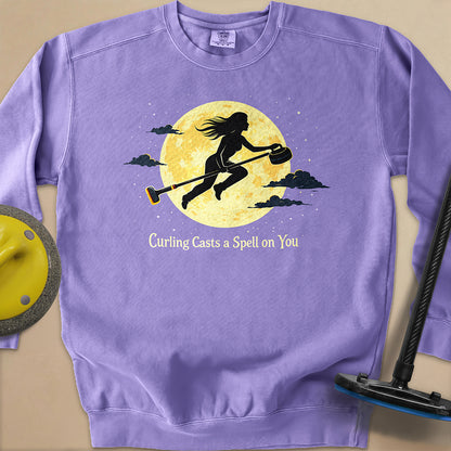 Curling Casts a Spell Unisex Garment-Dyed Sweatshirt