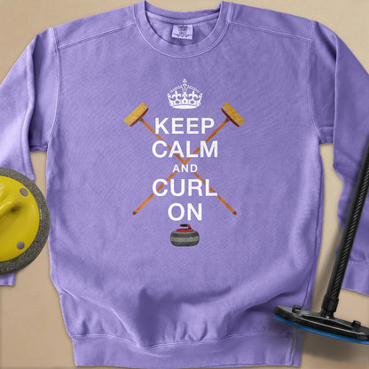 Keep Calm and Curl On Unisex Garment-Dyed Sweatshirt