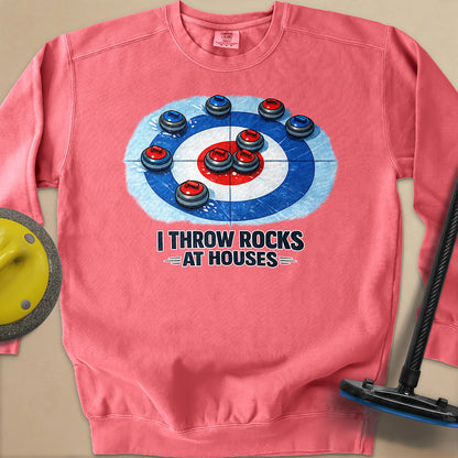 I Throw Rocks at Houses Unisex Garment-Dyed Sweatshirt