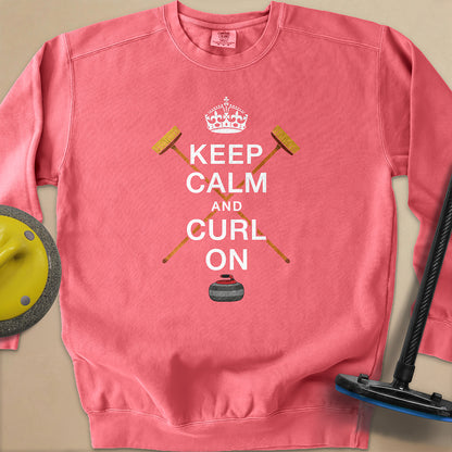 Keep Calm and Curl On Unisex Garment-Dyed Sweatshirt