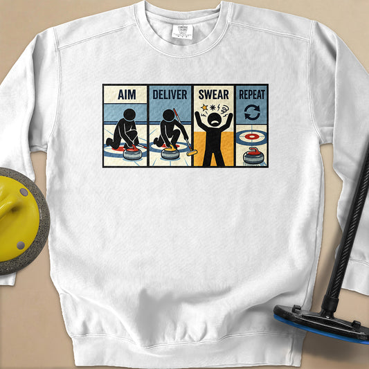 Aim Deliver Swear Repeat Unisex Garment-Dyed Sweatshirt