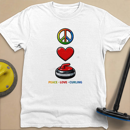 Peace Love Curling Unisex Garment-Dyed Heavyweight T-Shirt
