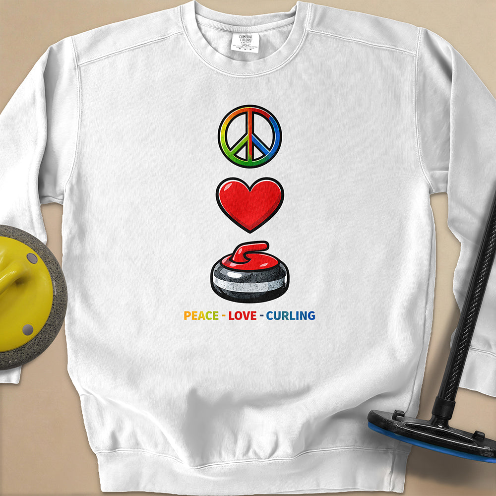 Peace Love Curling Unisex Garment-Dyed Sweatshirt