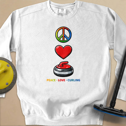 Peace Love Curling Unisex Garment-Dyed Sweatshirt
